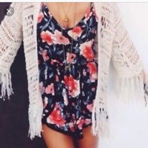 LF Floral Romper with Lace Trim
